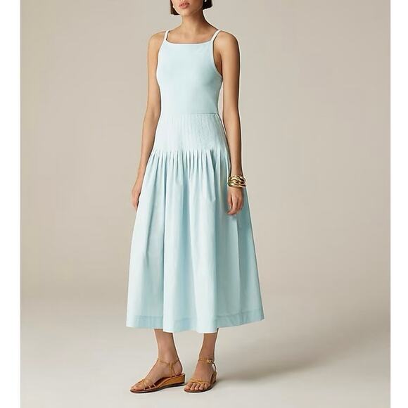 NWT J.Crew Pintuck Mixy Midi Dress A-Line Silhouette Edgewater Blue Size Small - Picture 1 of 11